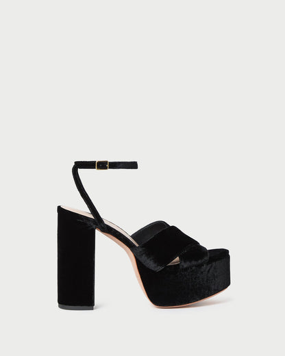 Loeffler Randall Loretta Black Velvet Platform Sandal
