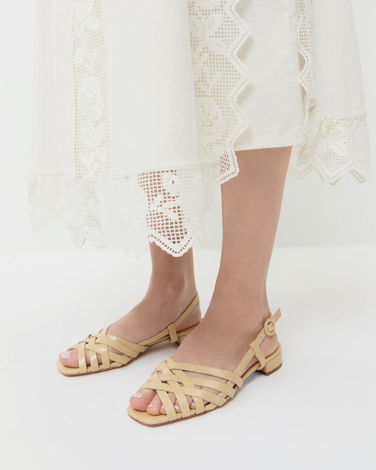 Loeffler Randall Shelly Bisque Leather Flat Sandal