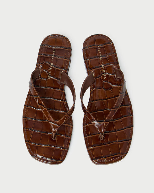 Loeffler Randall Lina Espresso Leather Flip Flop