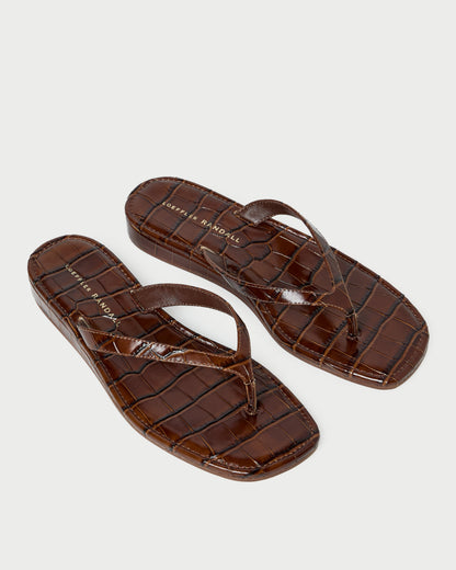 Loeffler Randall Lina Espresso Leather Flip Flop