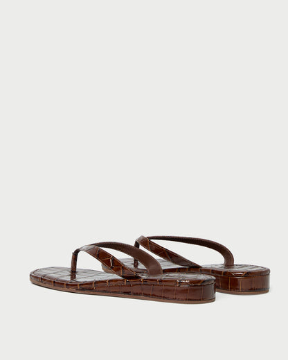 Loeffler Randall Lina Espresso Leather Flip Flop