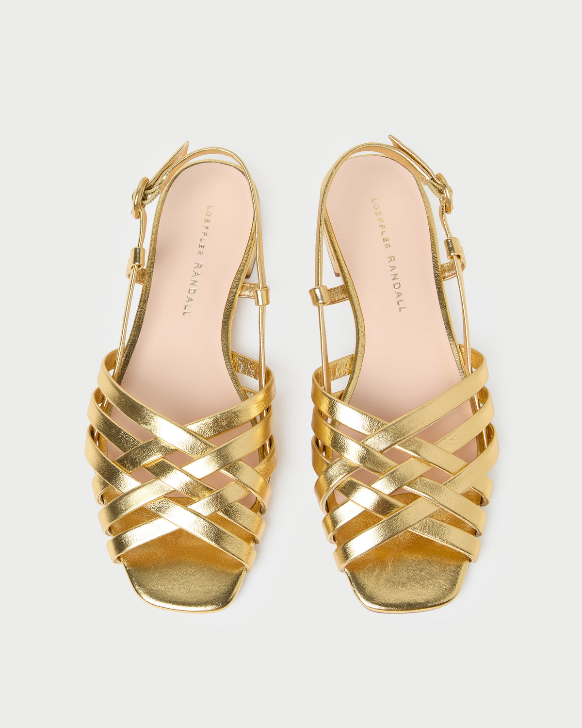 Loeffler Randall Shelly Gold Leather Flat Sandal