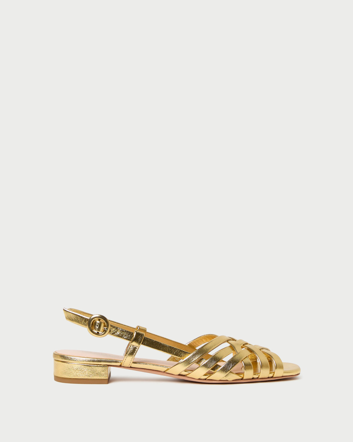 Loeffler Randall Shelly Gold Leather Flat Sandal