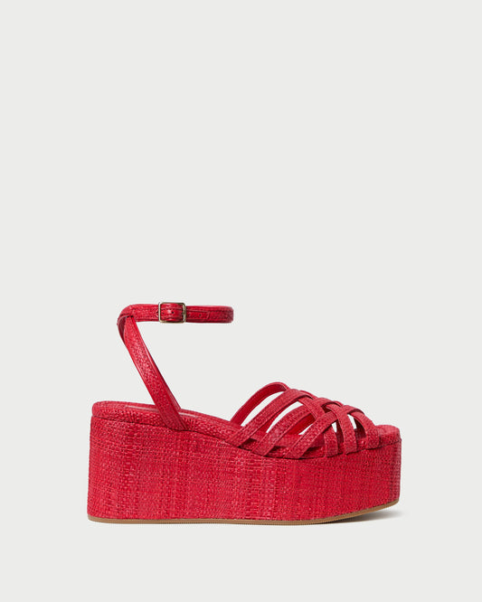 Loeffler Randall Channing Red Raffia Platform Sandal