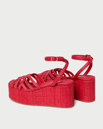 Loeffler Randall Channing Red Raffia Platform Sandal