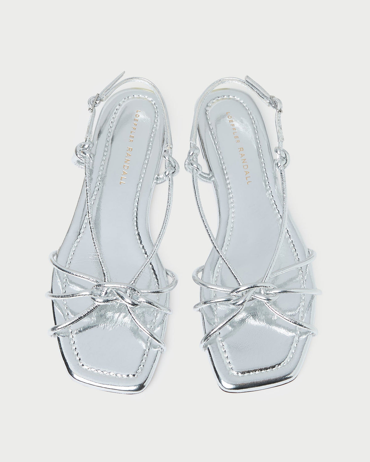 Loeffler Randall Karly Silver Leather Strappy Sandal