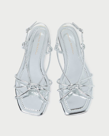 Loeffler Randall Karly Silver Leather Strappy Sandal
