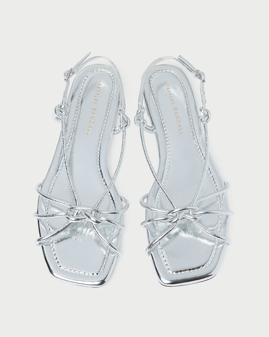 Loeffler Randall Karly Silver Leather Strappy Sandal