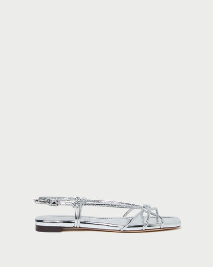 Loeffler Randall Karly Silver Leather Strappy Sandal
