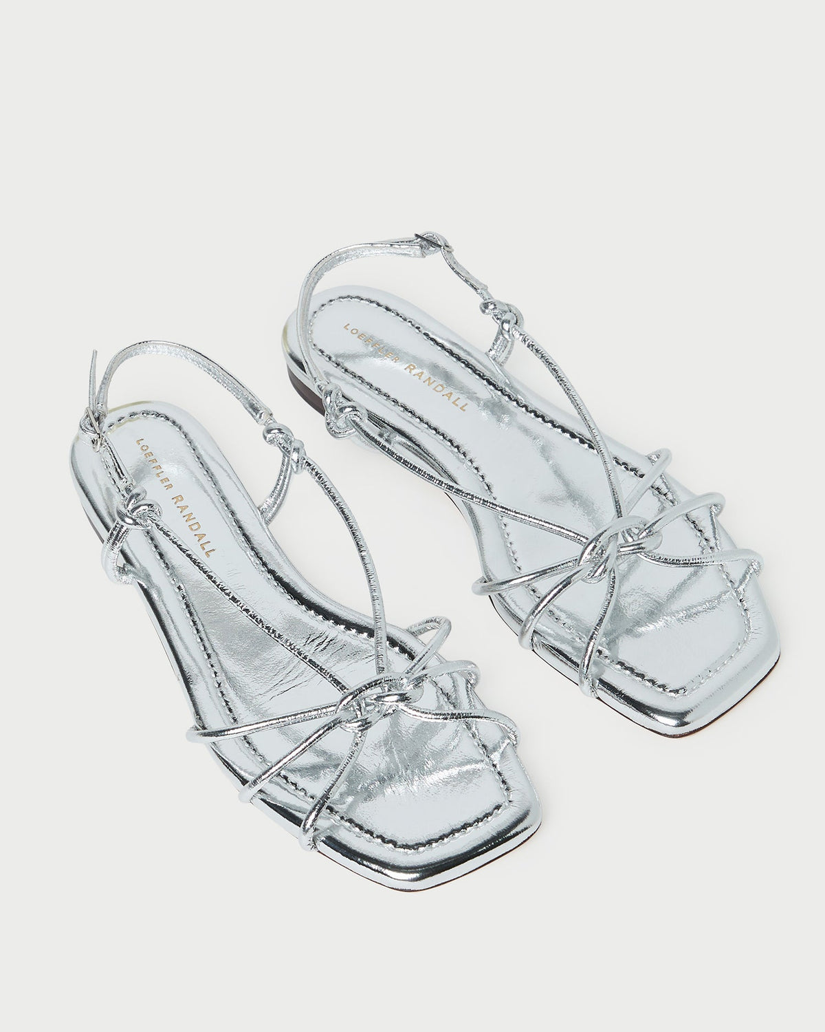 Loeffler Randall Karly Silver Leather Strappy Sandal