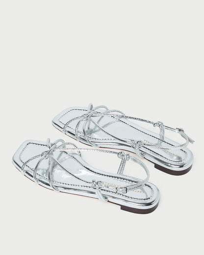 Loeffler Randall Karly Silver Leather Strappy Sandal