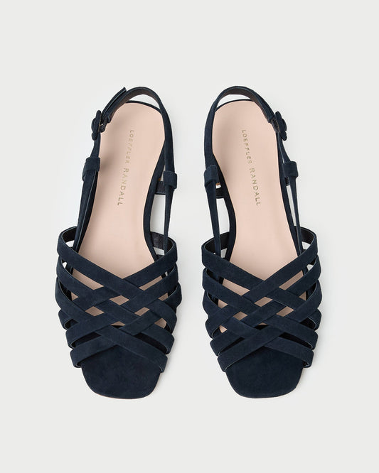 Loeffler Randall Shelly Navy Suede Flat Sandal
