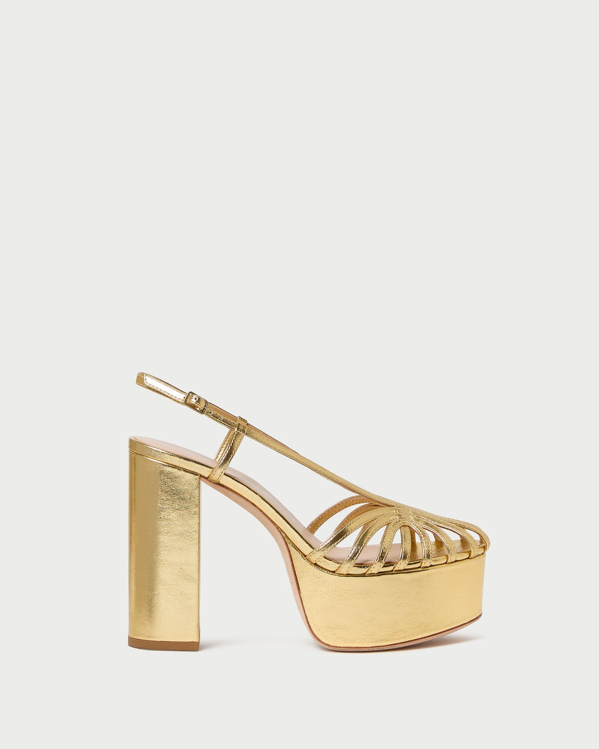 Loeffler Randall Isabella Gold Leather Platform Sandal