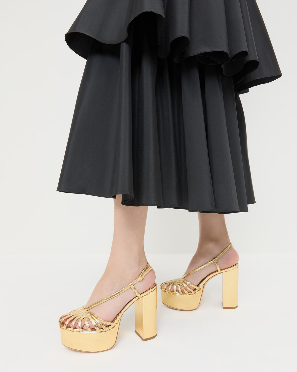 Loeffler Randall Isabella Gold Leather Platform Sandal