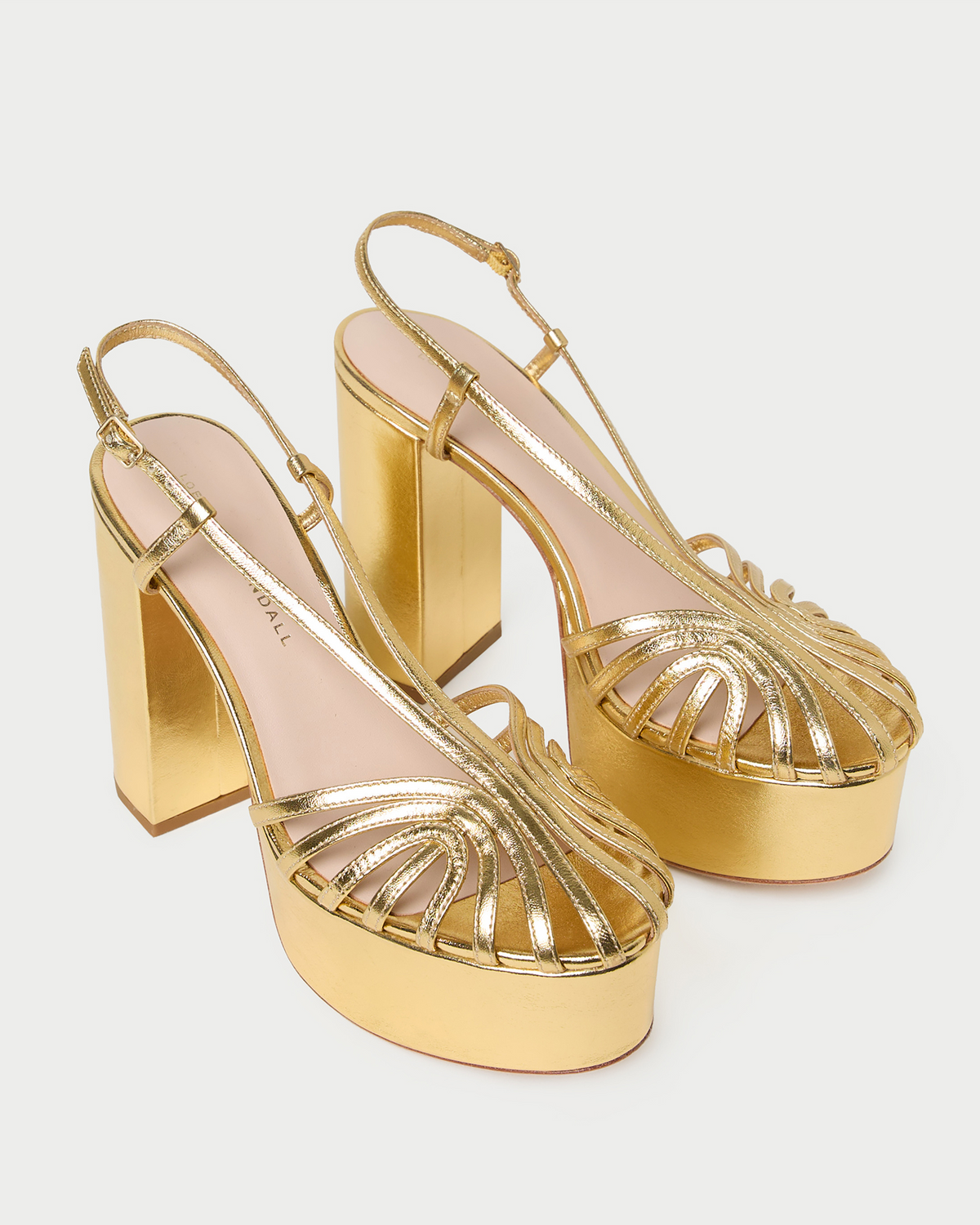 Loeffler Randall Isabella Gold Leather Platform Sandal