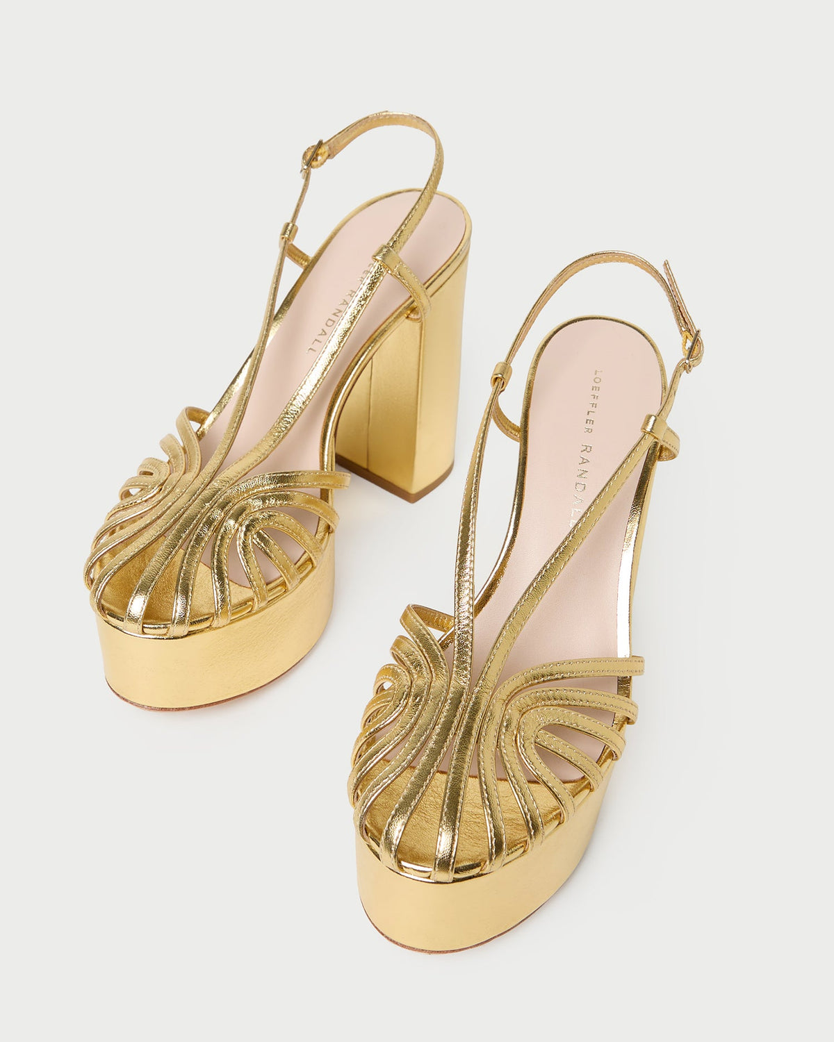 Loeffler Randall Isabella Gold Leather Platform Sandal