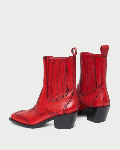 Loeffler Randall Agnes Red Leather Western Boot
