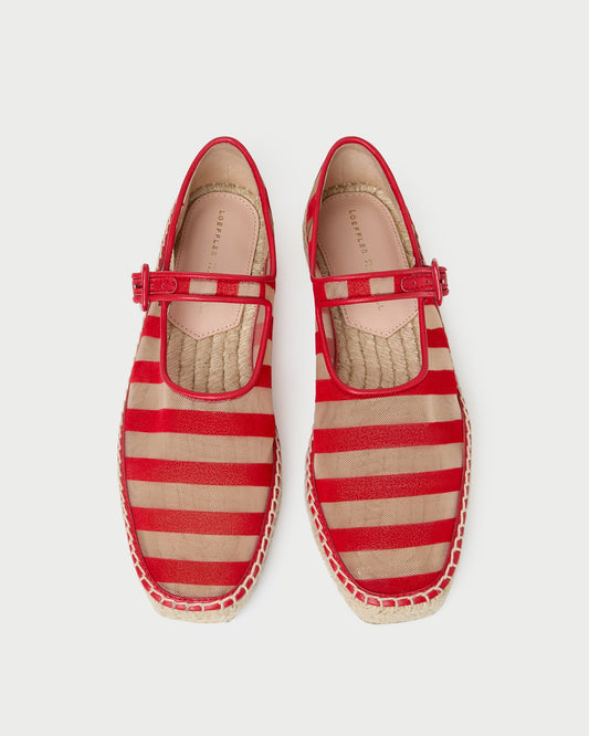 Loeffler Randall Clover Red/Caramel Mesh Espadrille