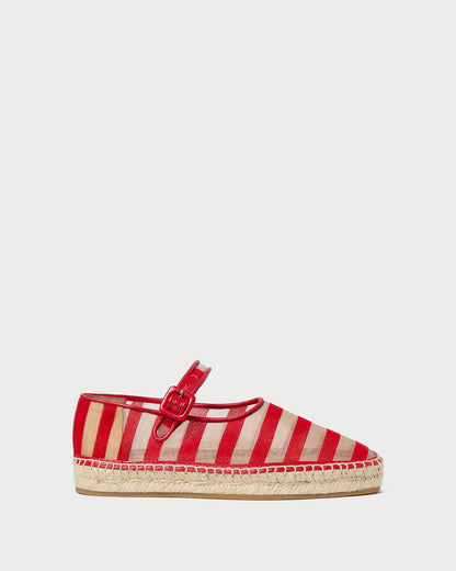Loeffler Randall Clover Red/Caramel Mesh Espadrille