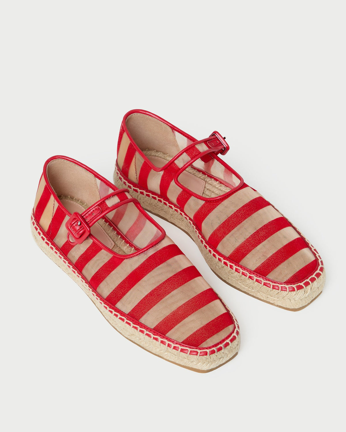 Loeffler Randall Clover Red/Caramel Mesh Espadrille