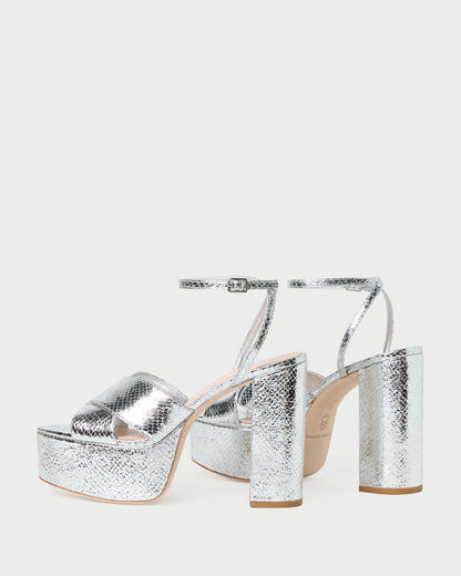 Loeffler Randall Loretta Silver Snake Platform Sandal
