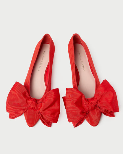 Loeffler Randall Noa Red Moiré Bow Flat
