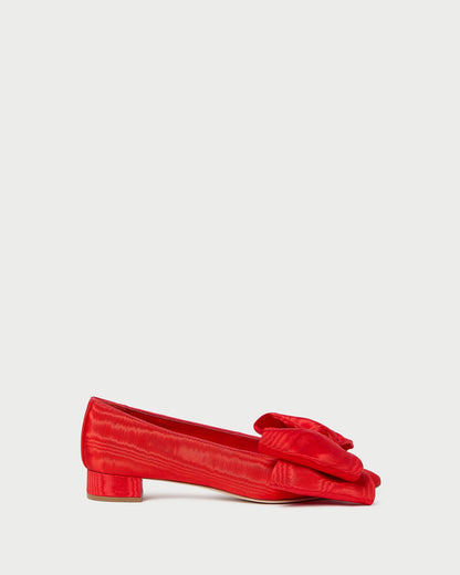 Loeffler Randall Noa Red Moiré Bow Flat