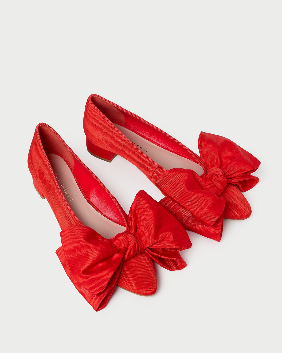 Loeffler Randall Noa Red Moiré Bow Flat