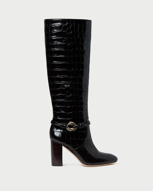Loeffler Randall Goldy Crocodile/Gold Leather Tall Boot