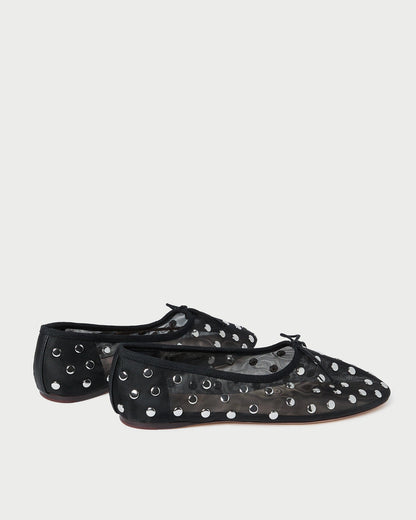 Loeffler Randall Landon Black/Silver Mesh Ballet Flat