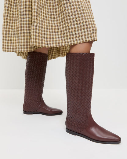 Loeffler Randall Tilly Espresso Woven Leather Boot