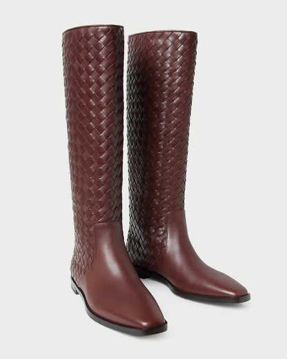 Loeffler Randall Tilly Espresso Woven Leather Boot