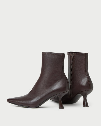 Loeffler Randall Thandy Brown Leather Curved Heel Bootie