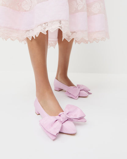 Loeffler Randall Noa Pink Moiré Bow Flat