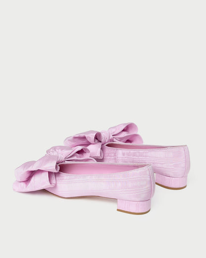 Loeffler Randall Noa Pink Moiré Bow Flat