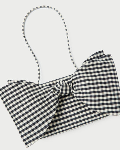 Loeffler Randall Valerie Black/White Gingham Bow Bag