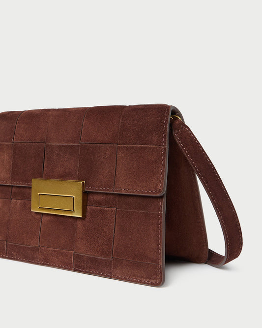 Loeffler Randall Delphine Espresso Suede Shoulder Bag